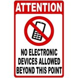 No Electronic Devices Allowed Beyond This Point Sign