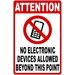 No Electronic Devices Allowed Beyond This Point Sign